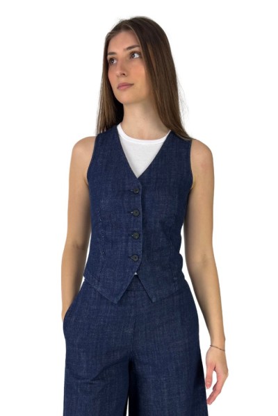 Tee Time gilet in denim e25-rog50118 [0655808f]
