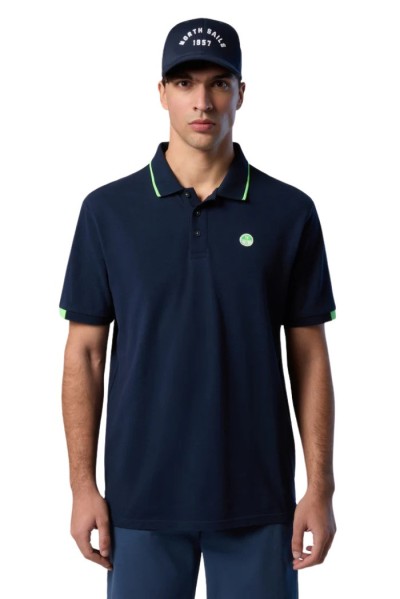 North Sails polo in piquet con contrasti fluo 692446 [c95ecc4e]