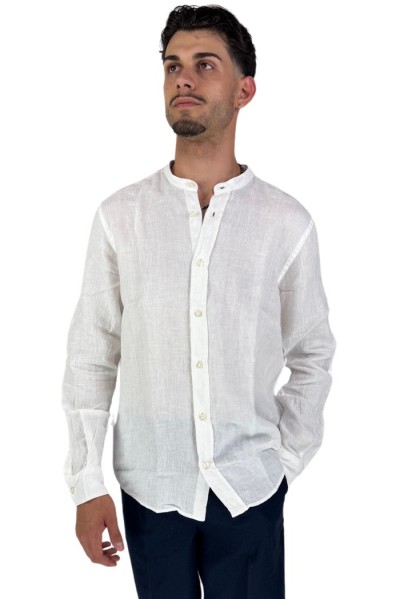 Roy Roger's camicia in lino coreana a tinta unita rvu051p4220569 [a8b237eb]