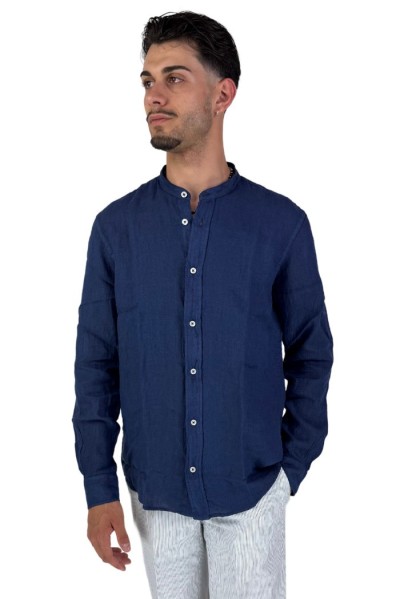 Roy Roger's camicia in lino coreana a tinta unita rvu051p4220569 [97e524f0]