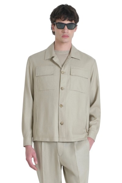 Antony Morato camicia regular in misto lino Melbourne mmsl00756-fa800126 — 805219040074849_1