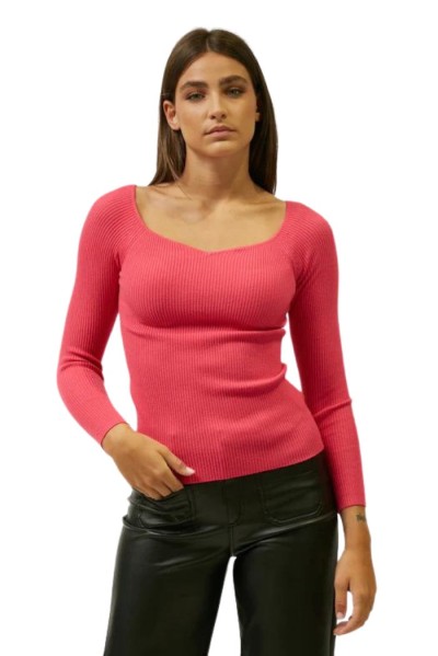 Influencer maglia a costine con scollo a cuore j6497 [2eebfbcd]
