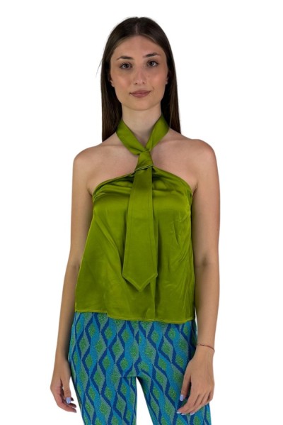 Dairesy top in raso con effetto collo a cravatta ss24d0454 — 805219040070076_2