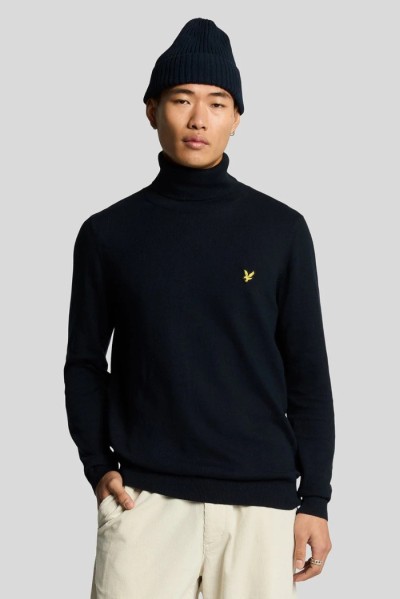 Lyle & Scott dolcevita in misto lana merino e cotone con logo kn2103vc — 805219040075165_1
