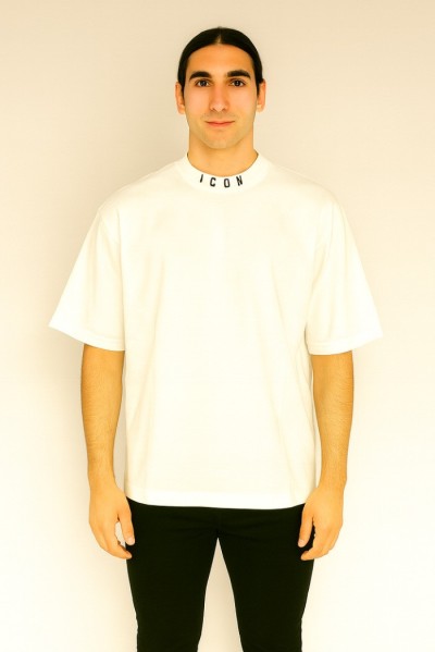 Icon t-shirt in jersey di cotone con logo sul collo icuf2w6t007 [54e7973e]