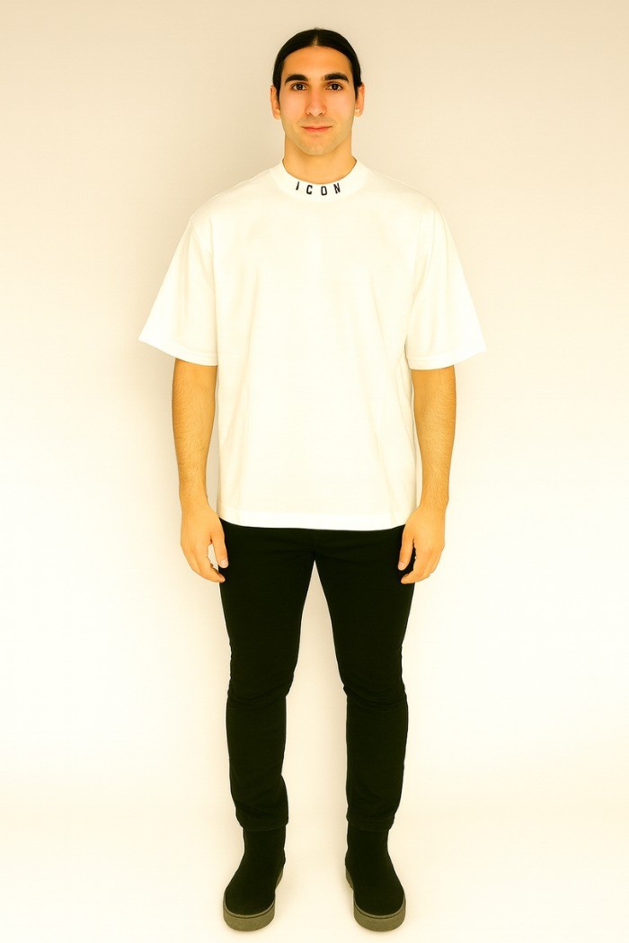 Icon t-shirt in jersey di cotone con logo sul collo icuf2w6t007 [3f8c5229]