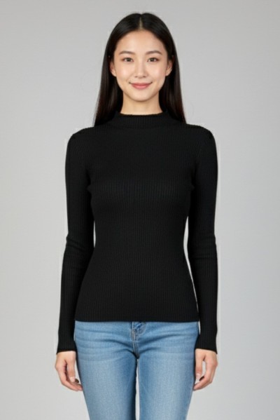 Blash maglia girocollo a costine in misto viscosa bs9700032 [020b0e24]