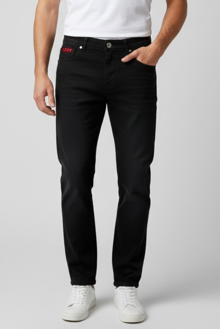 Icon jeans in denim di cotone stretch con stampa logo posteriore icuf2w6d014 [e2283824]
