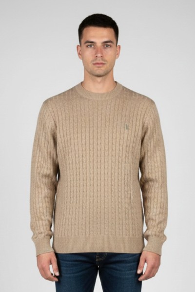 Refrigue maglia girocollo in lana e cotone punto treccia 2811w00160 [5629cc5a]