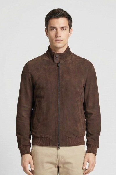 Master Pelle bomber in camoscio con colletto in piedi mp872-cm — 805219040076590_1
