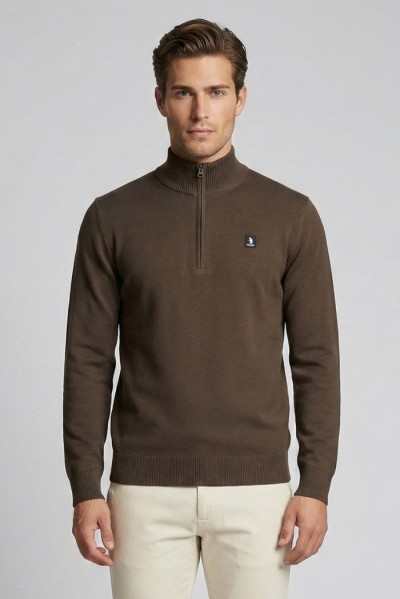 Refrigue lupetto in misto viscosa con mezza zip e logo 2811w00180 [26a8b803]