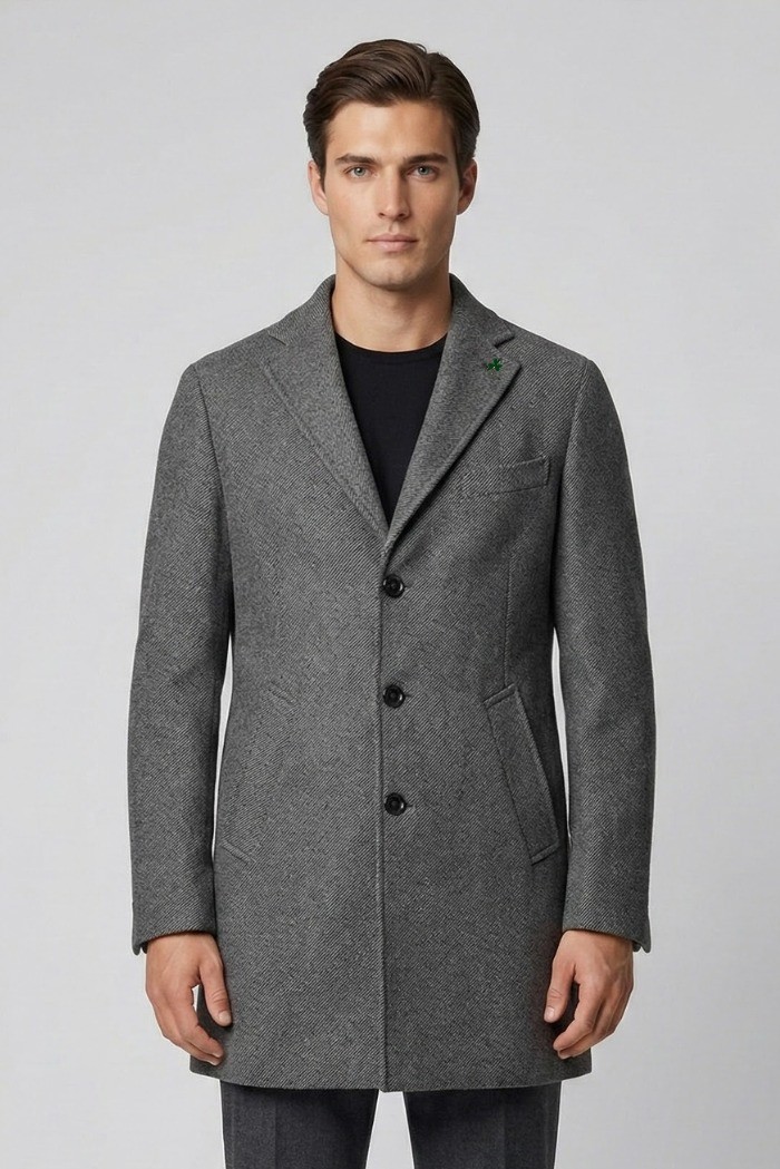 Triple A cappotto con tasche oblique e dettaglio quadrifoglio ca37-2560 [545120bd]