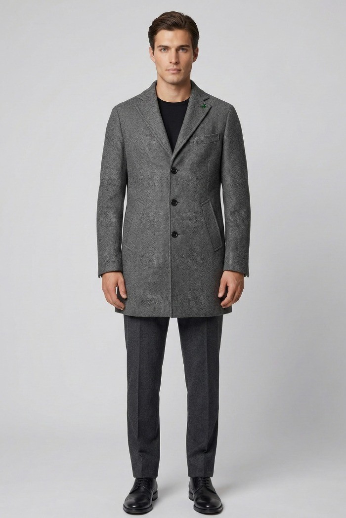 Triple A cappotto con tasche oblique e dettaglio quadrifoglio ca37-2560 [3f3ae5aa]