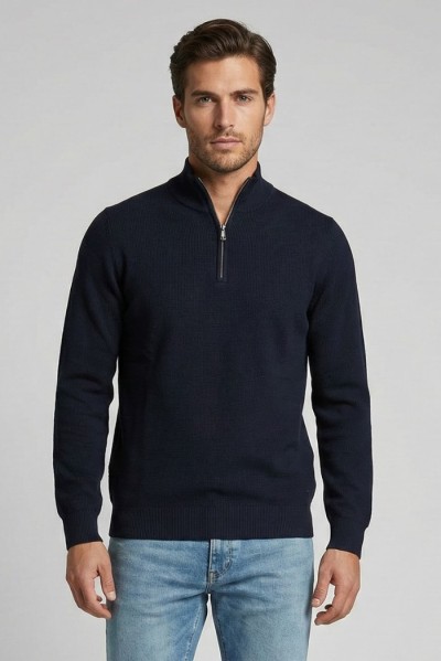 Nerovago lupetto mezza zip in misto viscosa 750002 — 805219040077514_1