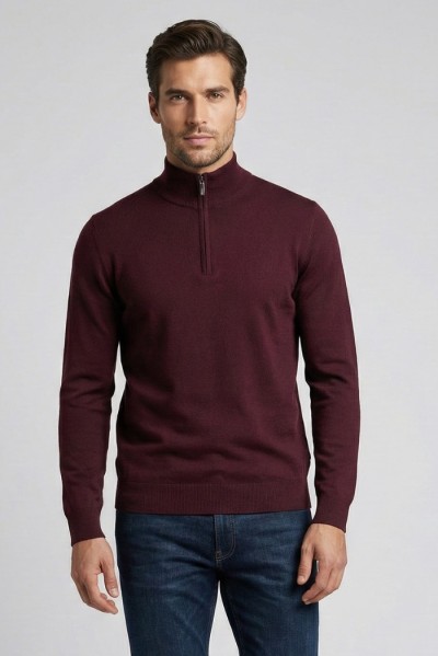 Nerovago lupetto mezza zip in misto viscosa 750002 — 805219040077514_2