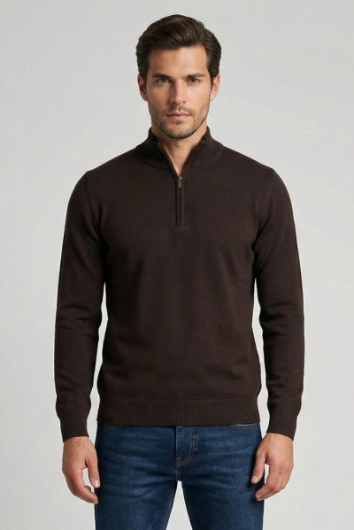 Nerovago lupetto mezza zip in misto viscosa 750002 — 805219040077514_3