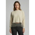 Fresh Flower maglia girocollo con frange sul fondo ff706 [91e975c1]