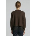 Fresh Flower maglia girocollo con frange sul fondo ff706 [351b3c2e]