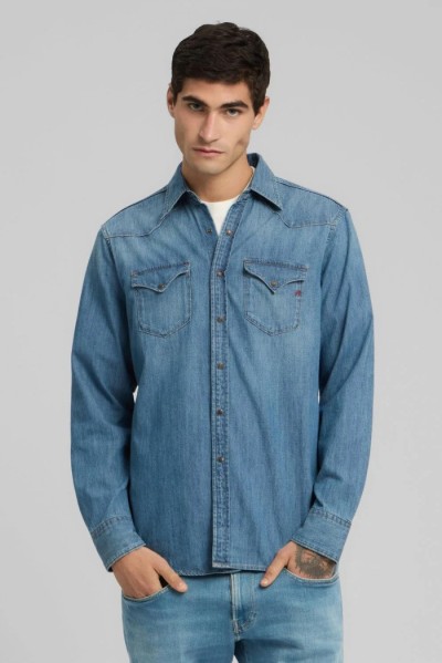 Replay camicia western in denim M4023T.000.26C.94A [34498af7]