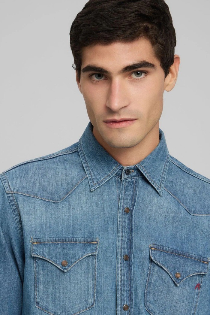 Replay camicia western in denim M4023T.000.26C.94A [ed6fc9fa]