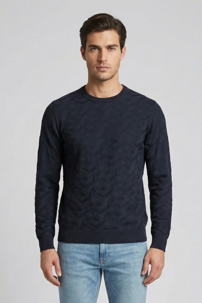 Nerovago maglia girocollo con lavorazione a rombi 750251 — 805219040076490_1