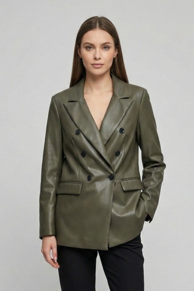 Fly Girl giacca doppiopetto in tessuto effetto pelle 6708/01 — 805219040076241_1