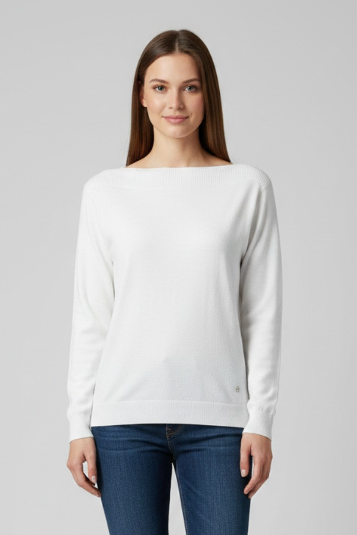 Fresh Flower maglia in misto viscosa con scollo a barchetta ff604 — 805219040076541_3