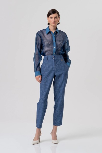 Fracomina pantalone carrot chino in Principe di Galles fr26sv4008w645o2 — 805219040077897_1
