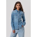 Fracomina camicia regular in denim con lavaggio bleached fp26st6030d47202 [85c3267f]