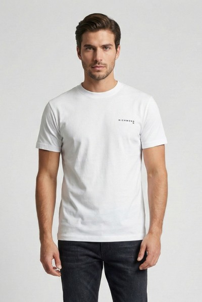 John Richmond t-shirt girocollo in cotone con logo sul petto uma25045ts [6bc26fde]