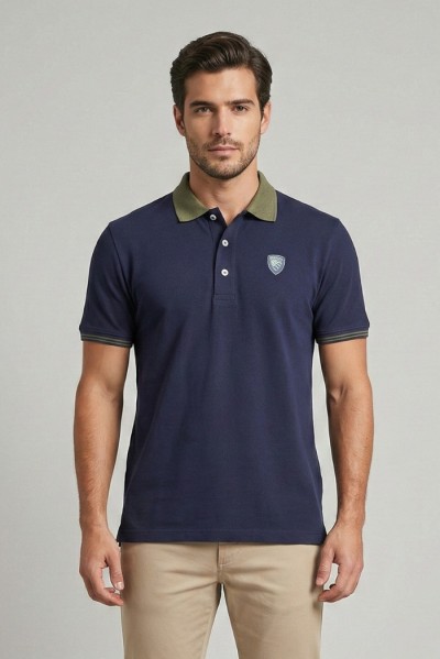 Blauer polo in piquet logata Oakland 26sblut02294-006801 — 805219040078019_1
