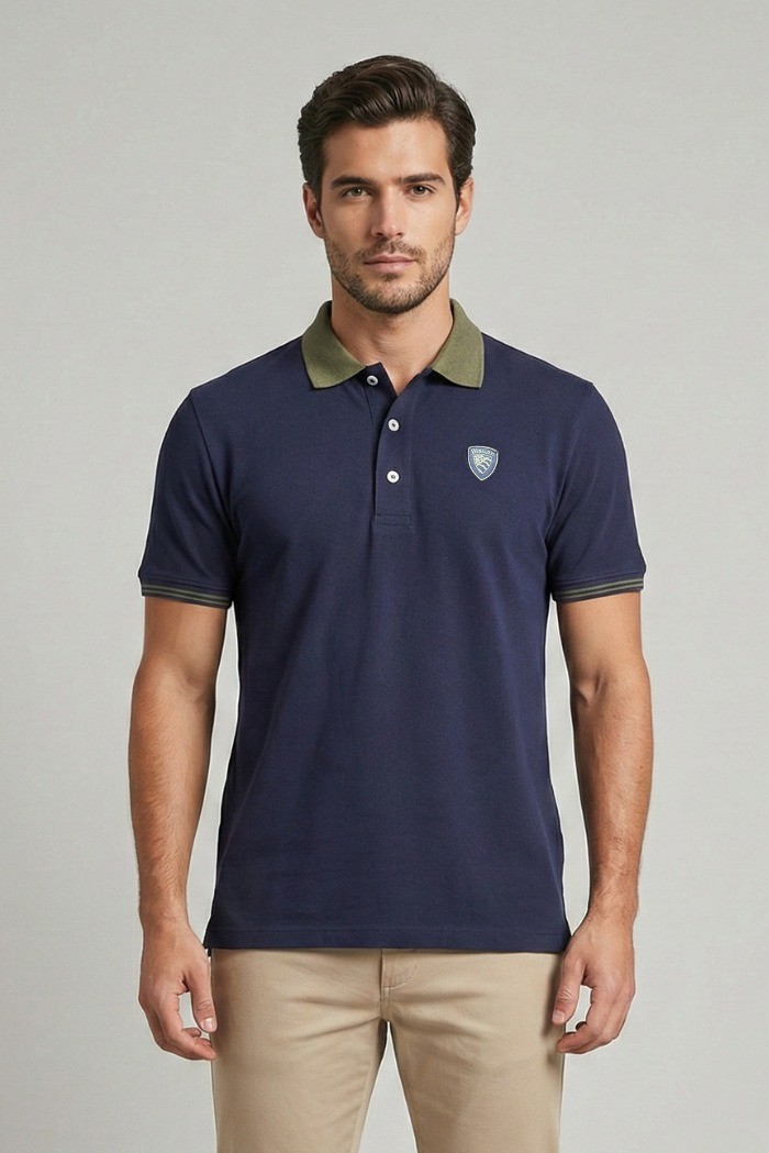 Blauer polo in piquet logata Oakland 26sblut02294-006801 [03fa3ed8]