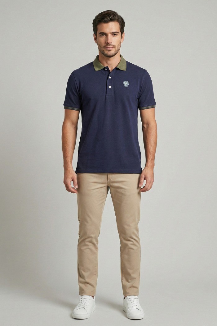 Blauer polo in piquet logata Oakland 26sblut02294-006801 [6dc1bcd1]