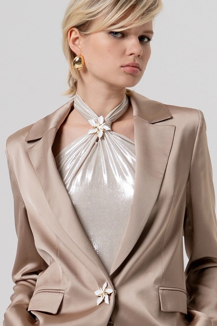 Fracomina blazer oversized monopetto in raso fq26sj3005w47001 [616b845f]