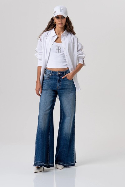 Fracomina jeans flare in denim con lavaggio medio fp26sv3011d401w7 [d320588b]