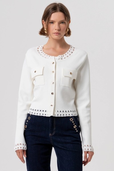 Fracomina cardigan regular con inserti in pizzo fr26st8010k52401 [61e89fb4]