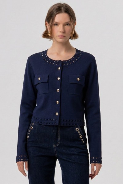 Fracomina cardigan regular con inserti in pizzo fr26st8010k52401 [8c356e7f]