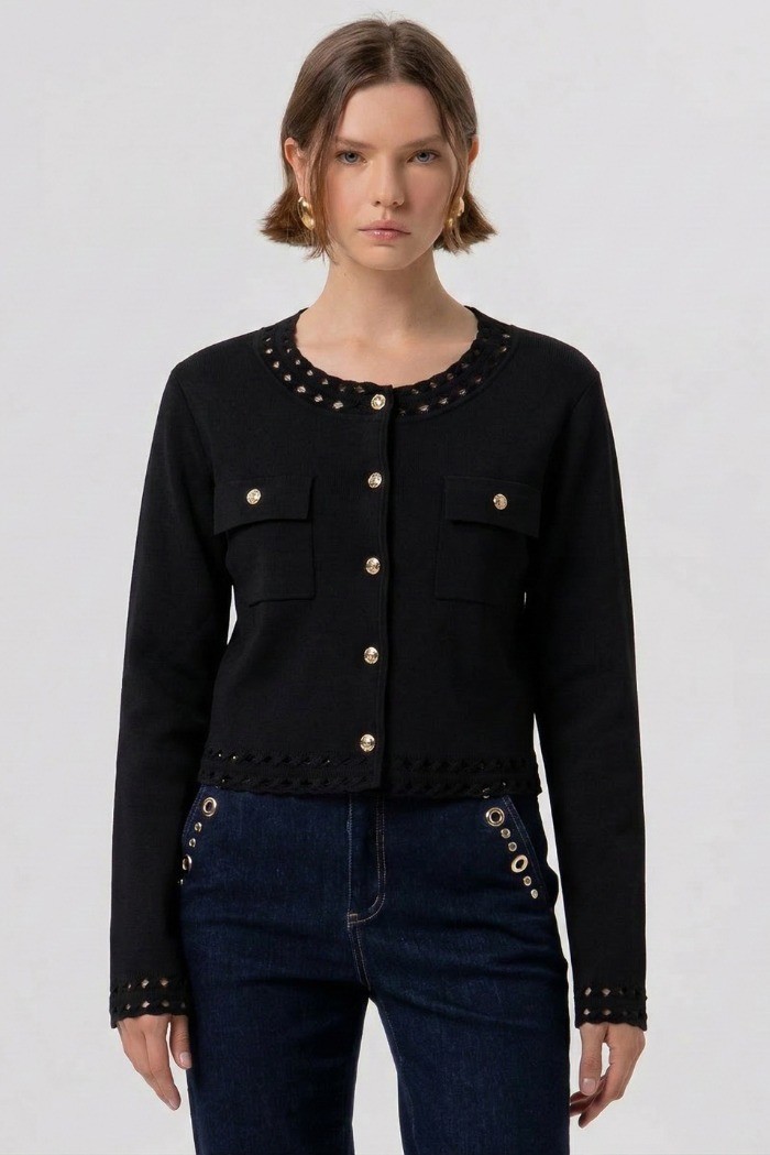 Fracomina cardigan regular con inserti in pizzo fr26st8010k52401 [3c296cf5]