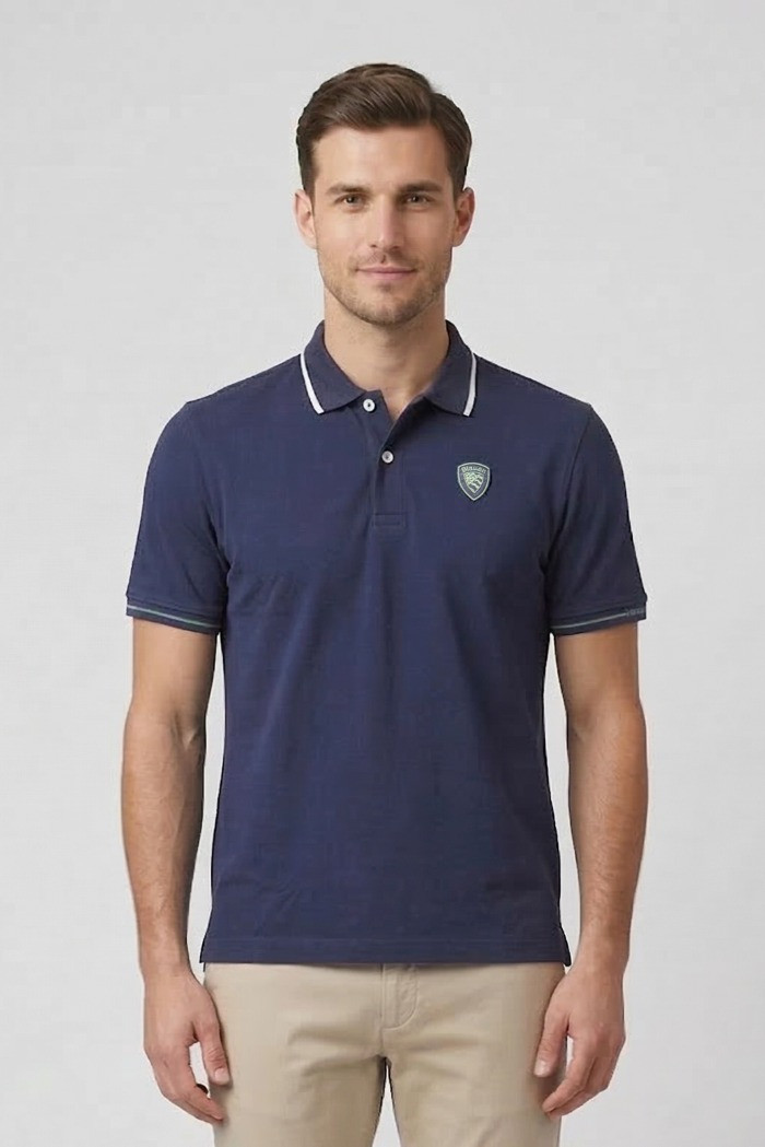 Blauer polo in piquet con scudetto Peter 26sblut02296-006801 — 805219040078434_1
