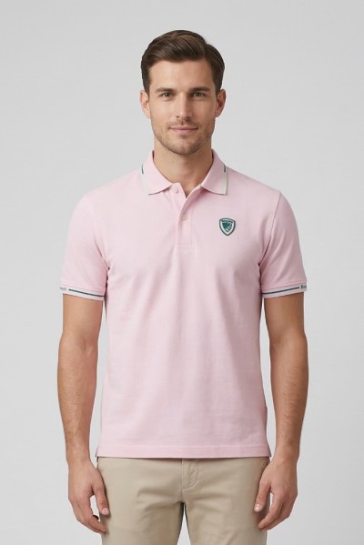 Blauer polo in piquet con scudetto Peter 26sblut02296-006801 [d451f1c0]