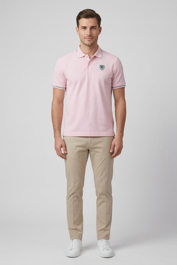 Blauer polo in piquet con scudetto Peter 26sblut02296-006801 [ba6a73c9]
