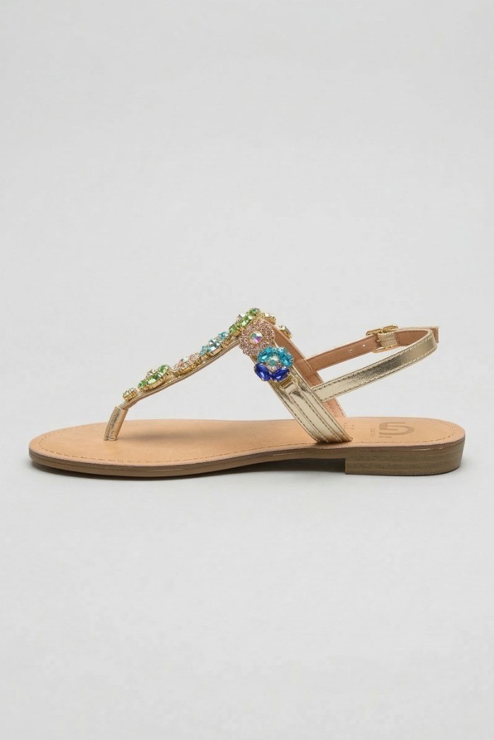 Gold & Gold sandalo infradito con dettaglio gioiello GL787 [4d39941f]