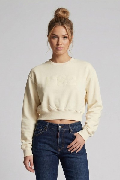 Drop Season 2 felpa girocollo cropped in cotone SS26W512 [36e273aa]