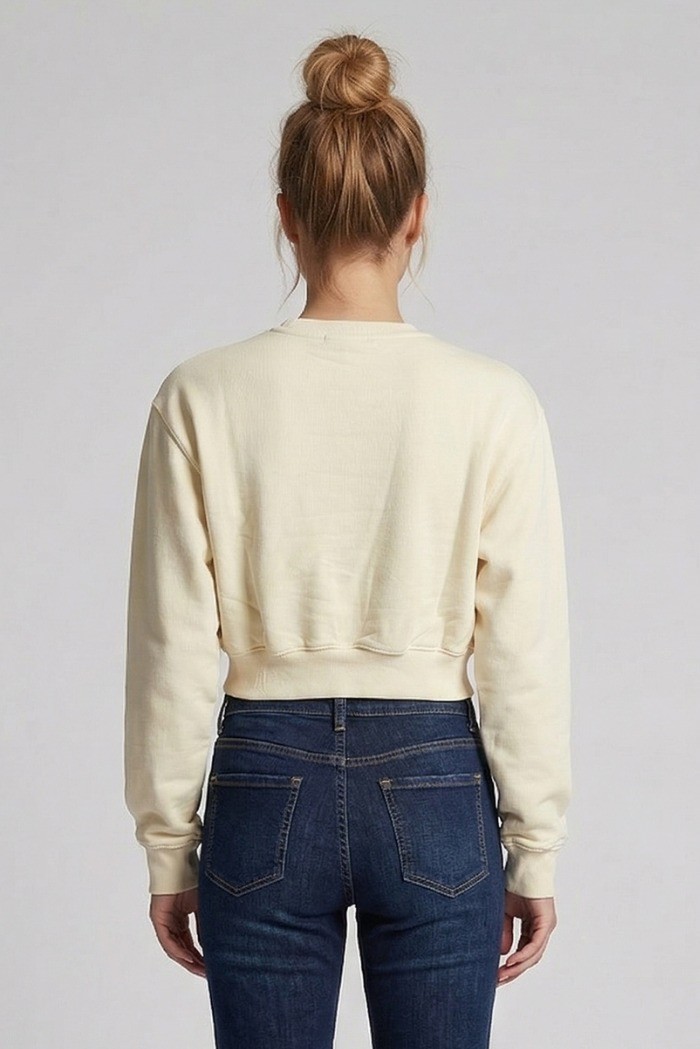 Drop Season 2 felpa girocollo cropped in cotone SS26W512 [efc430a7]