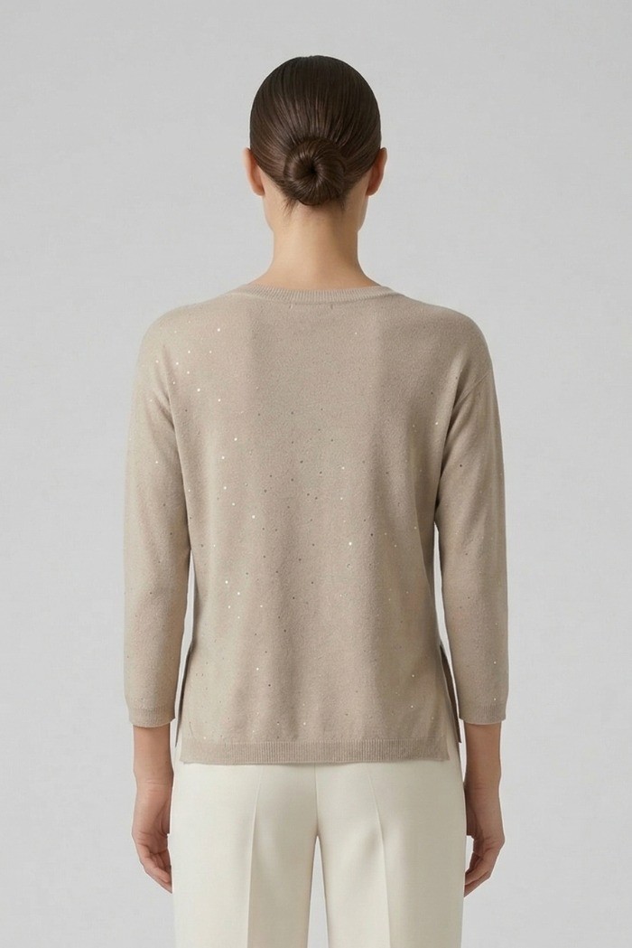 Sheis maglia girocollo in misto viscosa con micro paillettes DS6320 [72e90407]
