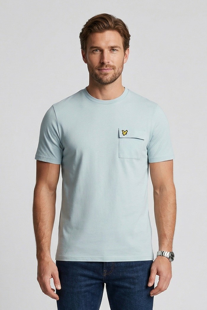 Lyle & Scott t-shirt in cotone con taschino e logo ricamato TS2407V [39705385]