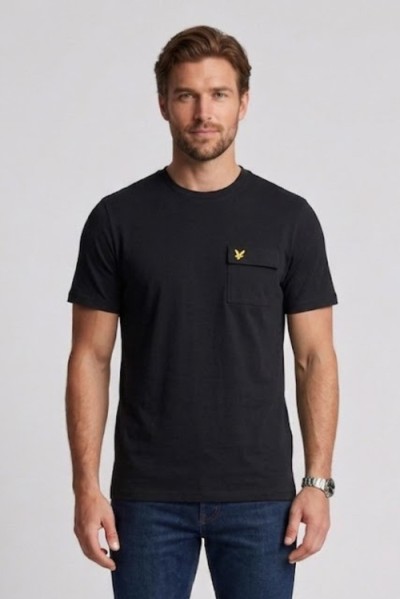 Lyle & Scott t-shirt in cotone con taschino e logo ricamato TS2407V — 805219040078721_2