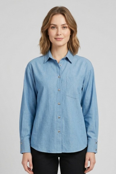 PDK camicia in tela di  denim di cotone 056977 [03a9d4e9]