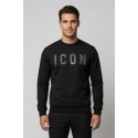 Icon felpa girocollo in misto viscosa stretch con logo borchiato IUF026 [36b075f2]
