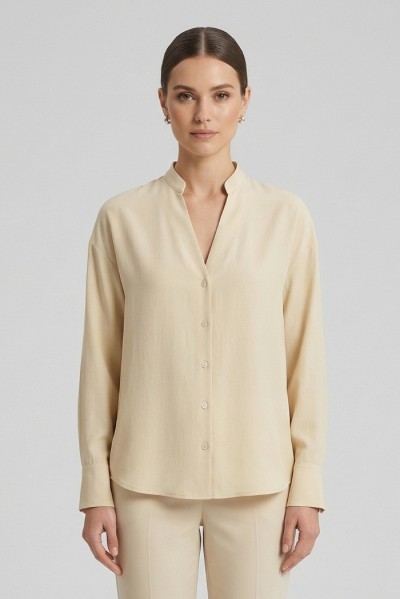PDK camicia coreana con scollo a V 056992 [fc6f090b]
